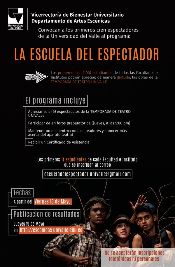 La escuela del espectador, inscripciones a programa teatral