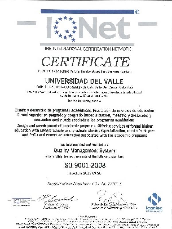 Univalle obtiene certificaciones internacionales del ICONTEC