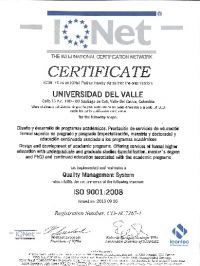Univalle obtiene certificaciones internacionales del ICONTEC