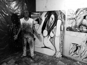 C&eacute;sar Santaf&eacute; en la Pinacoteca de Univalle