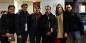 De izquierda a derecha Lizbeth Parada de iNNpulsa Colombia; Gustavo Sandoval de la OTRI de la Universidad del Valle; Astrid Jaime de la Universidad Industrial de Santander, Guillermo Parra de la Universidad de los Andes y Ana Luc&iacute;a Alzate de la Icesi y Alexander Parrales la Cat&oacute;lica de Manizales.