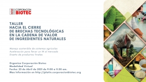 Taller virtual: Hacia el cierre de brechas tecnol&oacute;gicas en la cadena de valor de Ingredientes Naturales