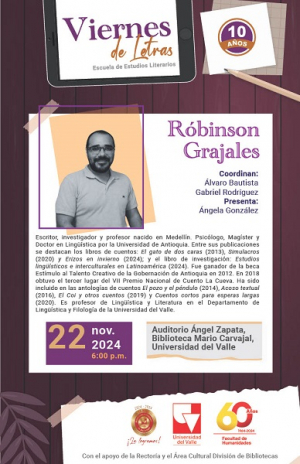 R&oacute;binson Grajales en Viernes de Letras