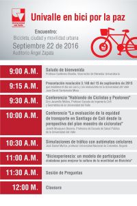 Univalle en bici por la paz, el 22 de septiembre